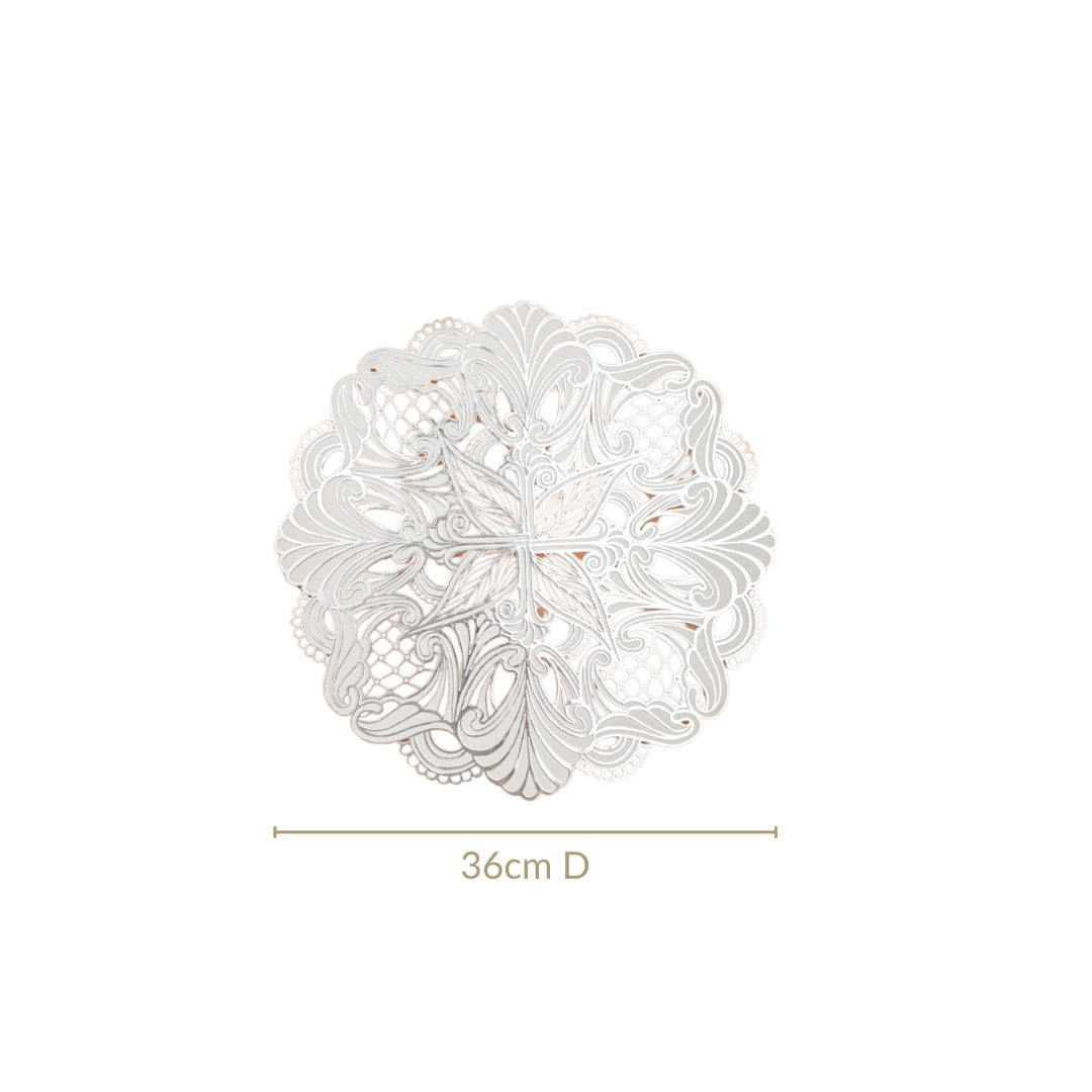 Baroque Bloom Table Mat White Silver Set Of 6 Nestasia
