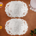 Baroque Bloom Table Mat White Silver Set Of 6 Nestasia