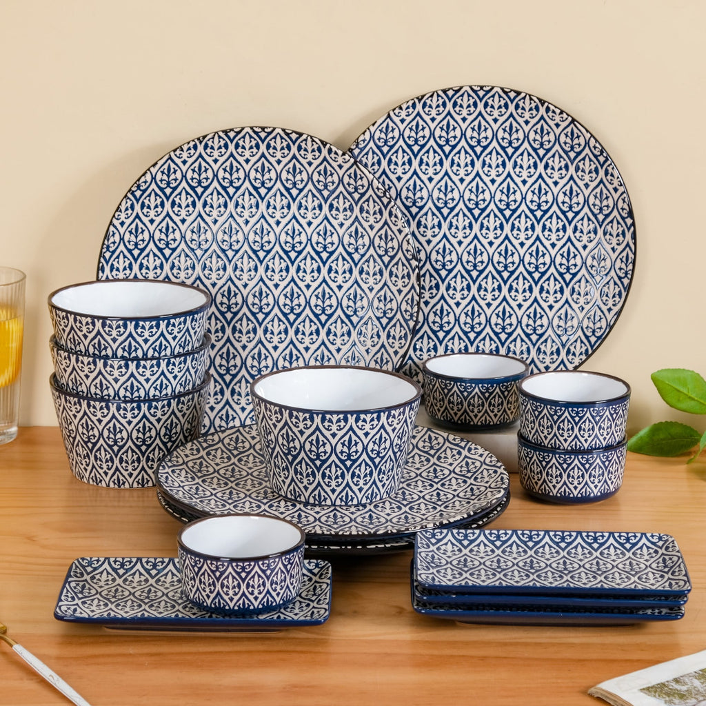 Baroque Navy Blue 16 Piece Dinner Set For 4 Nestasia