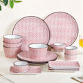 Baroque Pink 16 Piece Ceramic Dinner Set For 4 Nestasia