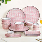 Baroque Pink 16 Piece Ceramic Dinner Set For 4 Nestasia