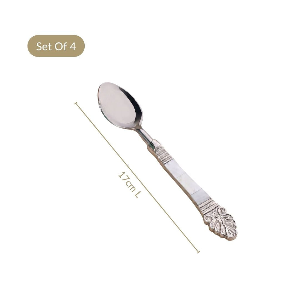 Mother Of Pearl Baroque Dessert Spoon Set Of 4 Nestasia