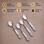 Mother Of Pearl Baroque Dessert Spoon Set Of 4 Nestasia