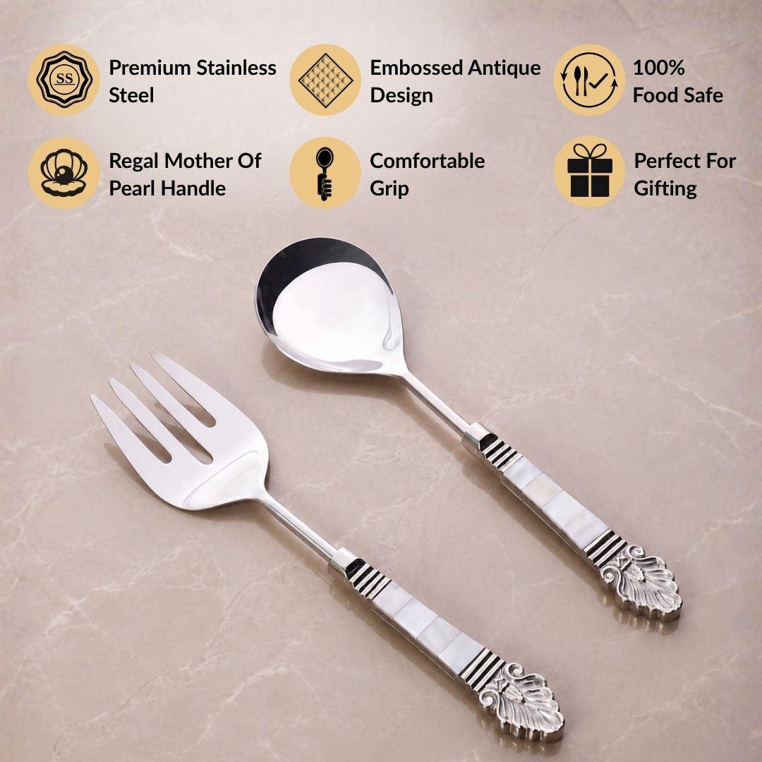 Baroque MOP Serving Spoon Set Of 2 Nestasia