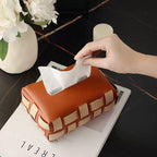Basket Weave Tissue Box Brown Beige Nestasia