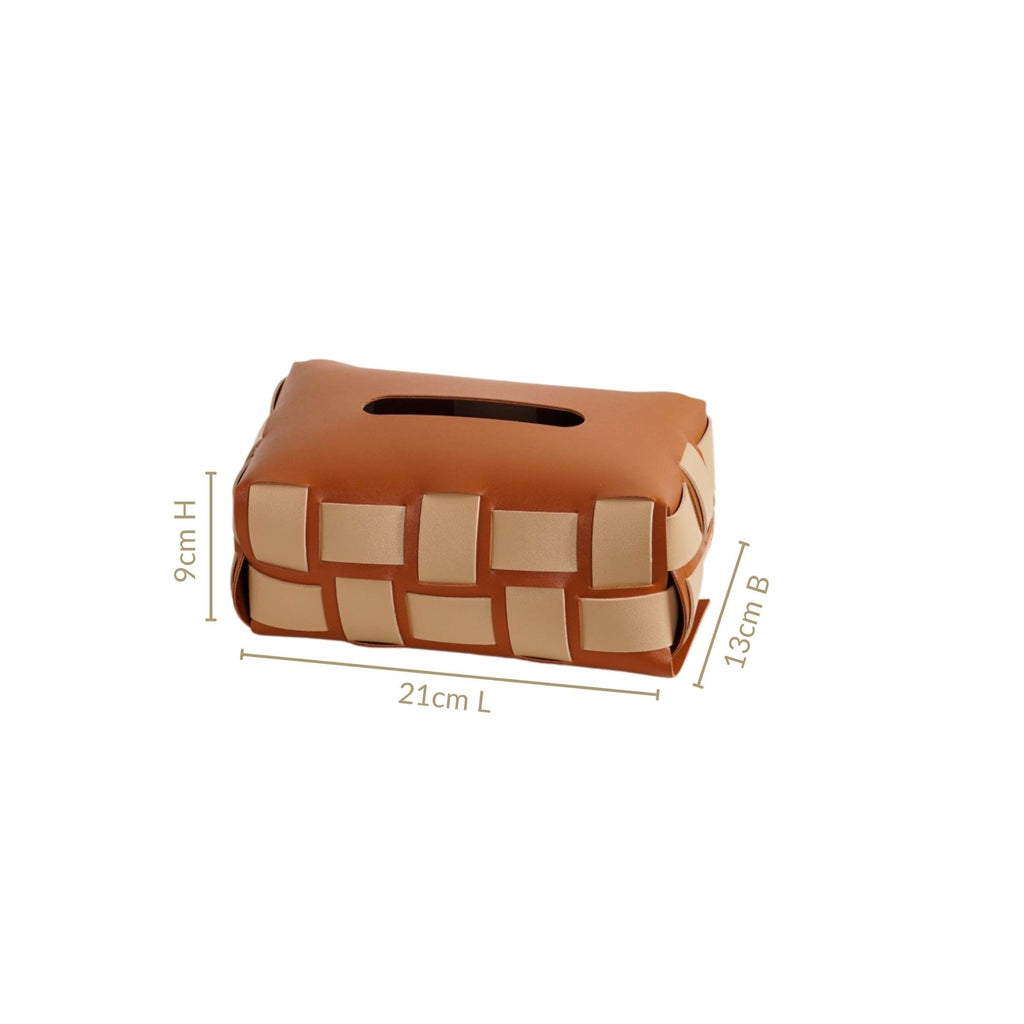 Basket Weave Tissue Box Brown Beige Nestasia
