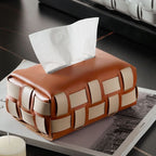 Basket Weave Tissue Box Brown Beige Nestasia