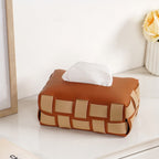 Basket Weave Tissue Box Brown Beige Nestasia