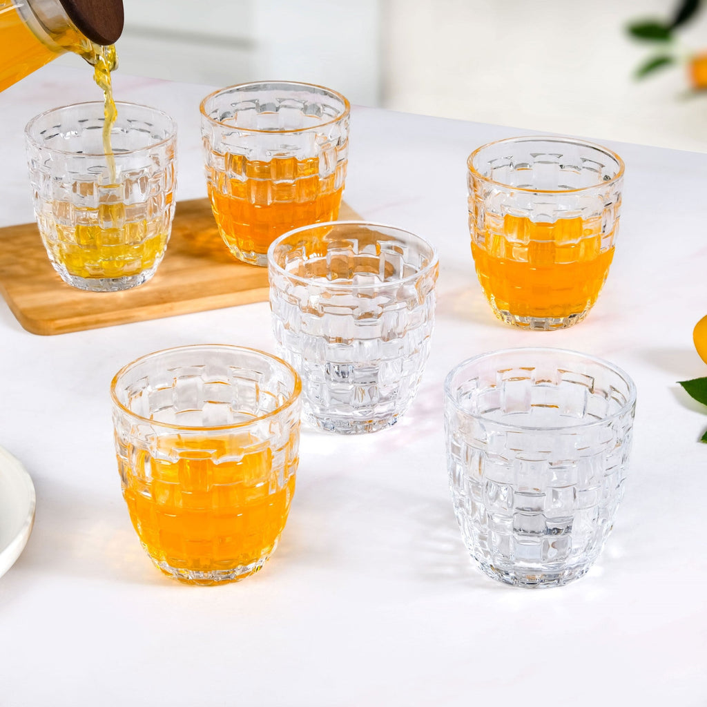 Basket Weave Glass Tumbler Set Of 6 260ml Nestasia