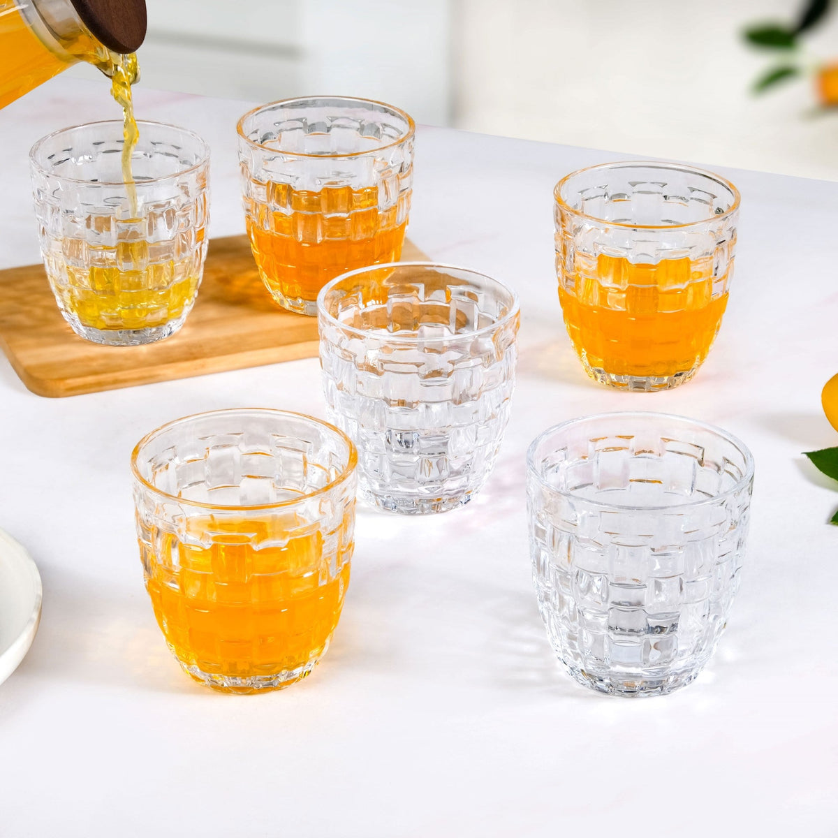 Basket Weave Glass Tumbler Set Of 6 260ml Nestasia