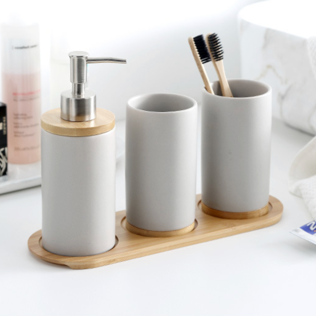 Bathroom Set Grey Nestasia