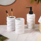 Ripple Design Bathroom Set Of 3 Matte White Nestasia