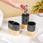 Black Beige Bathroom Accessories Set Of 3 Nestasia