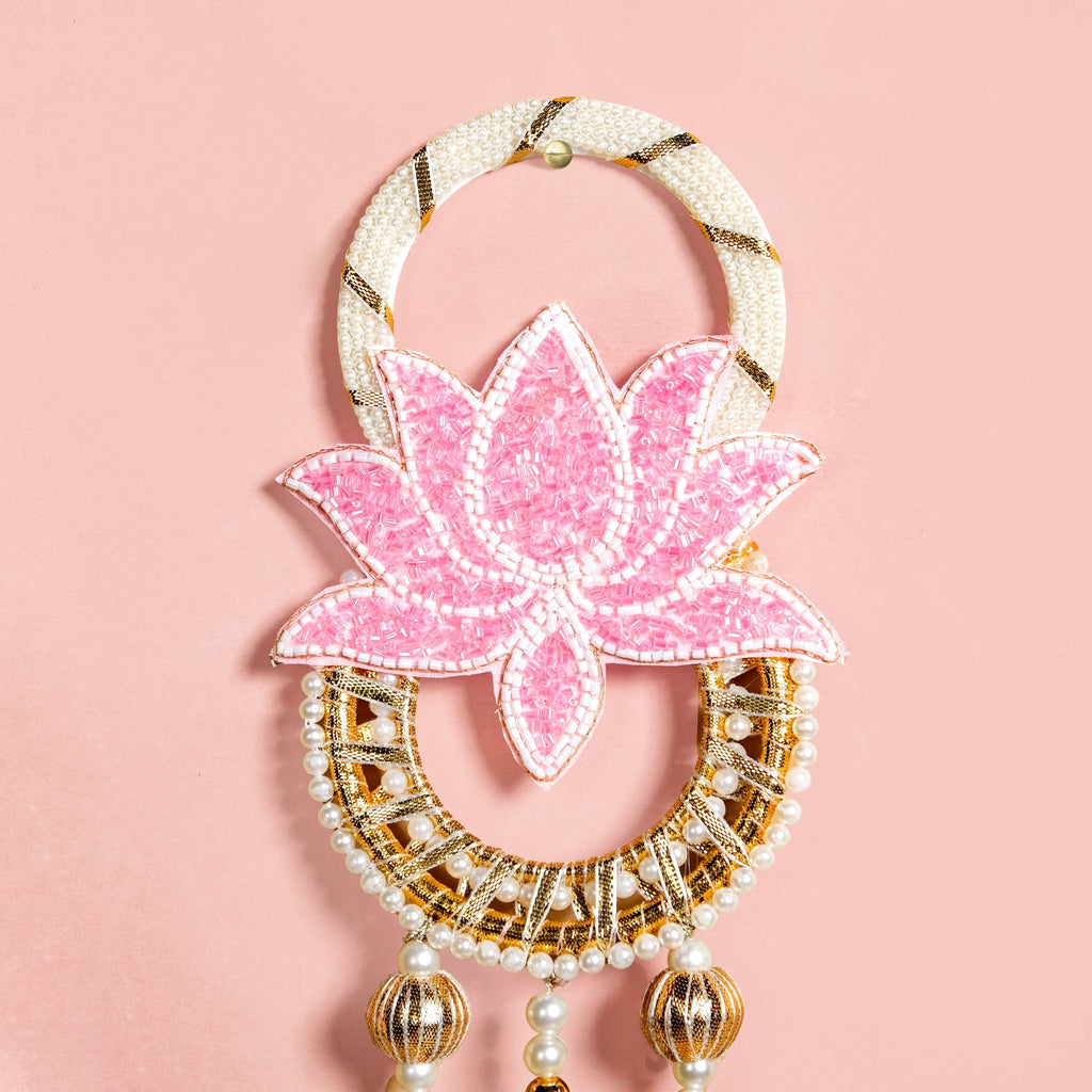Beaded Lotus Wall Hanging Set Of 2 In Pink Nestasia