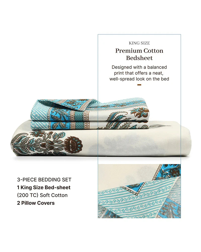 Soft Cotton King Size Bedsheet with Matching Pillow Covers for Elegant Home Decor
