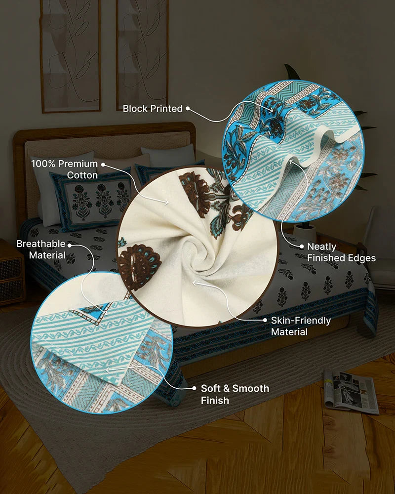 Soft Cotton King Size Bedsheet with Matching Pillow Covers for Elegant Home Decor