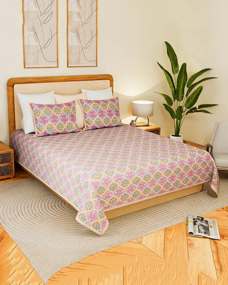Designer Cotton Bedsheets with Pillow Covers for Home Decor and Gift Purpose