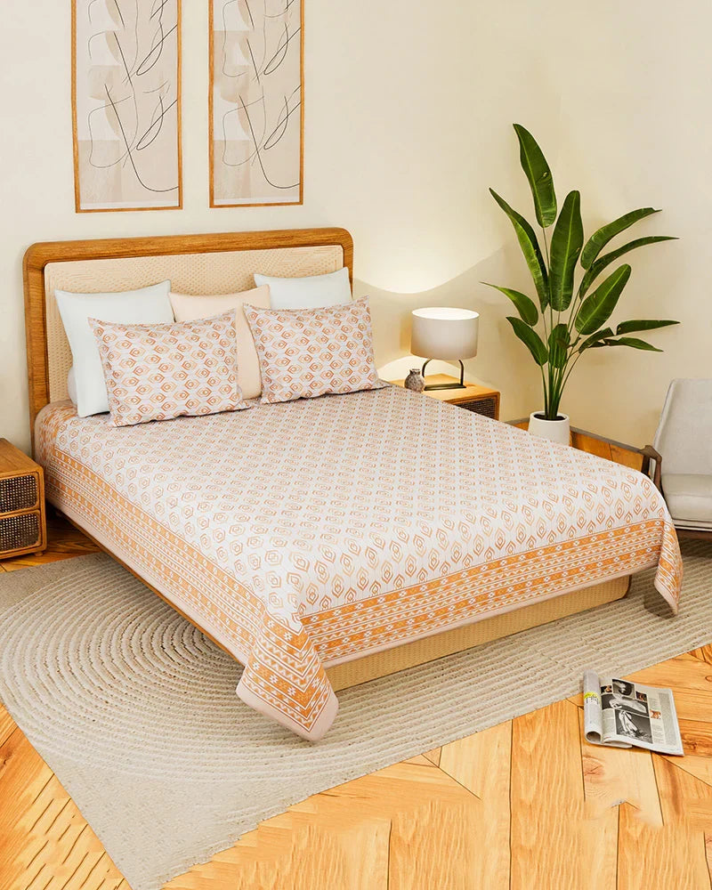 Premium Quality Soft Cotton Queen Size Bedsheet With Pillow Covers for Modern Bedroom Decor