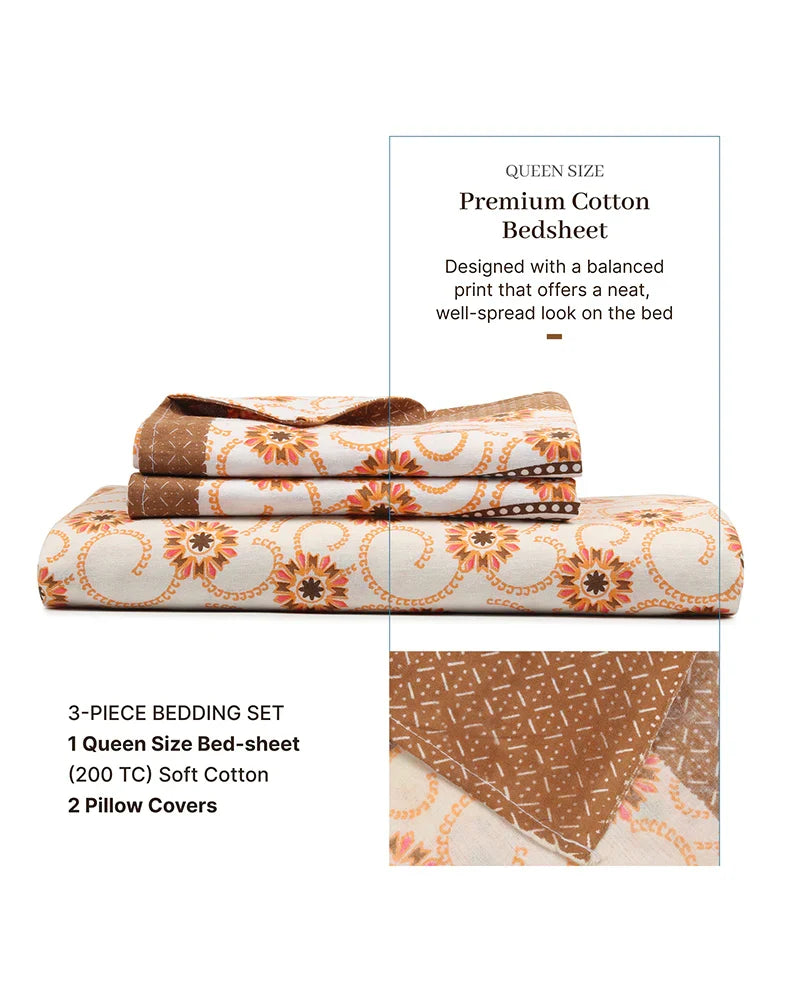 Soft Cotton Bedsheets for Double Bed and Queen Size Bed with Pillow Covers