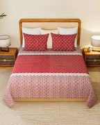 Pure Cotton Double Bed Sheet Set for King Size Bed with Stylish Pillow Covers