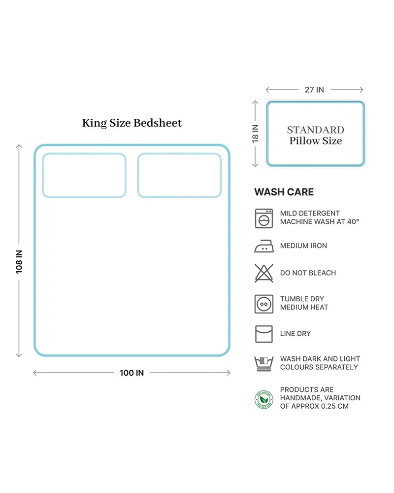 Pure Cotton Double Bed Sheet Set for King Size Bed with Stylish Pillow Covers