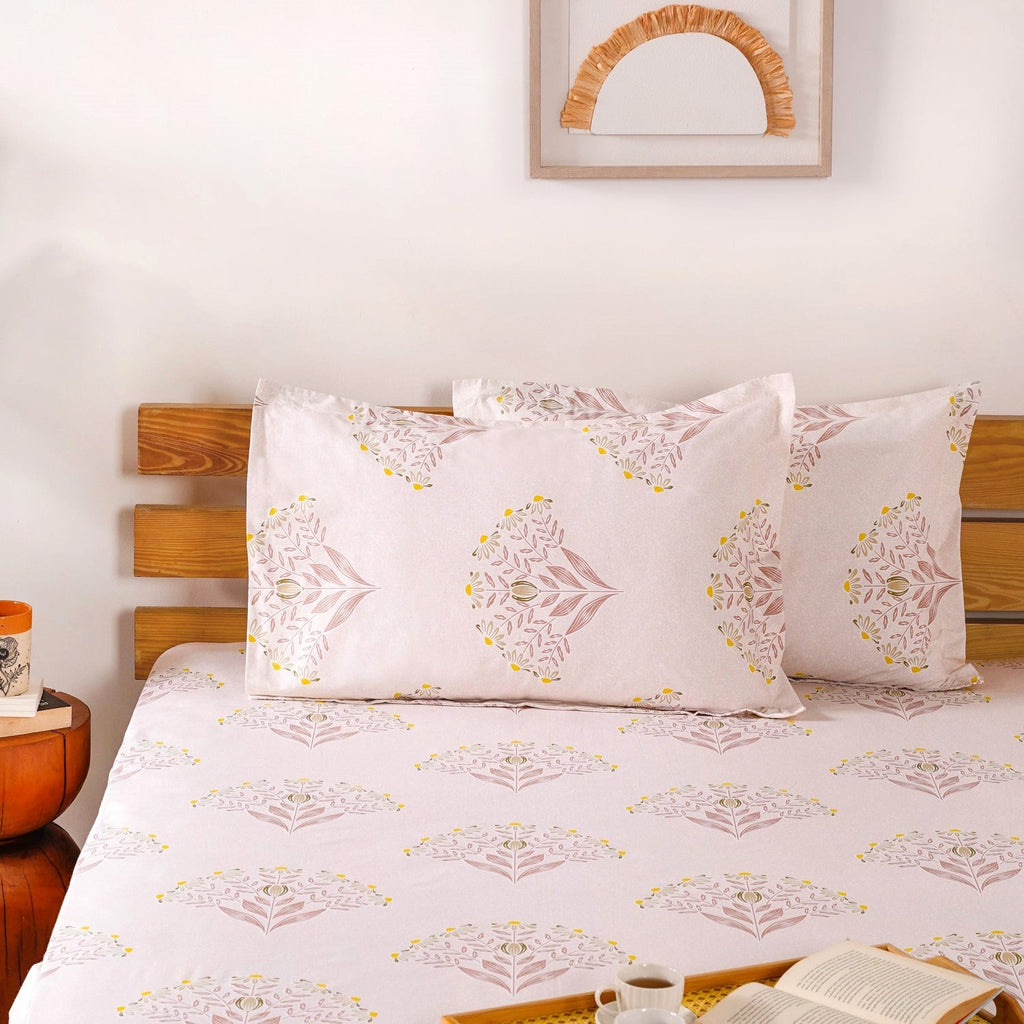 Ultra Soft Daisy 180 TC Pure Cotton Bedding Set Of 3 King Size 275x275 cm Nestasia