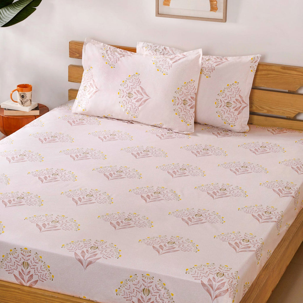 Ultra Soft Daisy 180 TC Pure Cotton Bedding Set Of 3 King Size 275x275 cm Nestasia