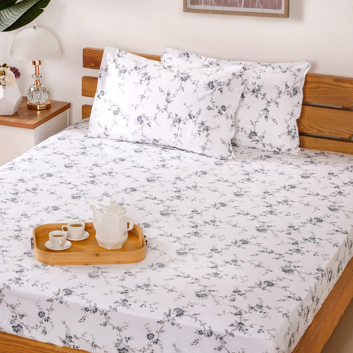 King Size Ultra Soft 100% Pure Cotton Bedding Set Dark Blue 275x275 cm