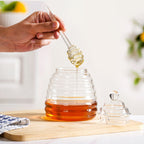 Beehive Glass Honey Jar With Dipper And Lid 480ml Nestasia