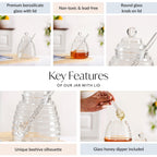 Beehive Glass Honey Jar With Dipper And Lid 480ml Nestasia
