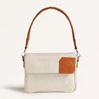 Beige And Tan Vegan Leather Shoulder Bag Nestasia
