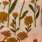 Beige Chambray Floral Couch Cushion Cover 40x40cm Nestasia