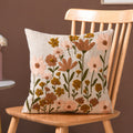 Beige Chambray Floral Couch Cushion Cover 40x40cm Nestasia