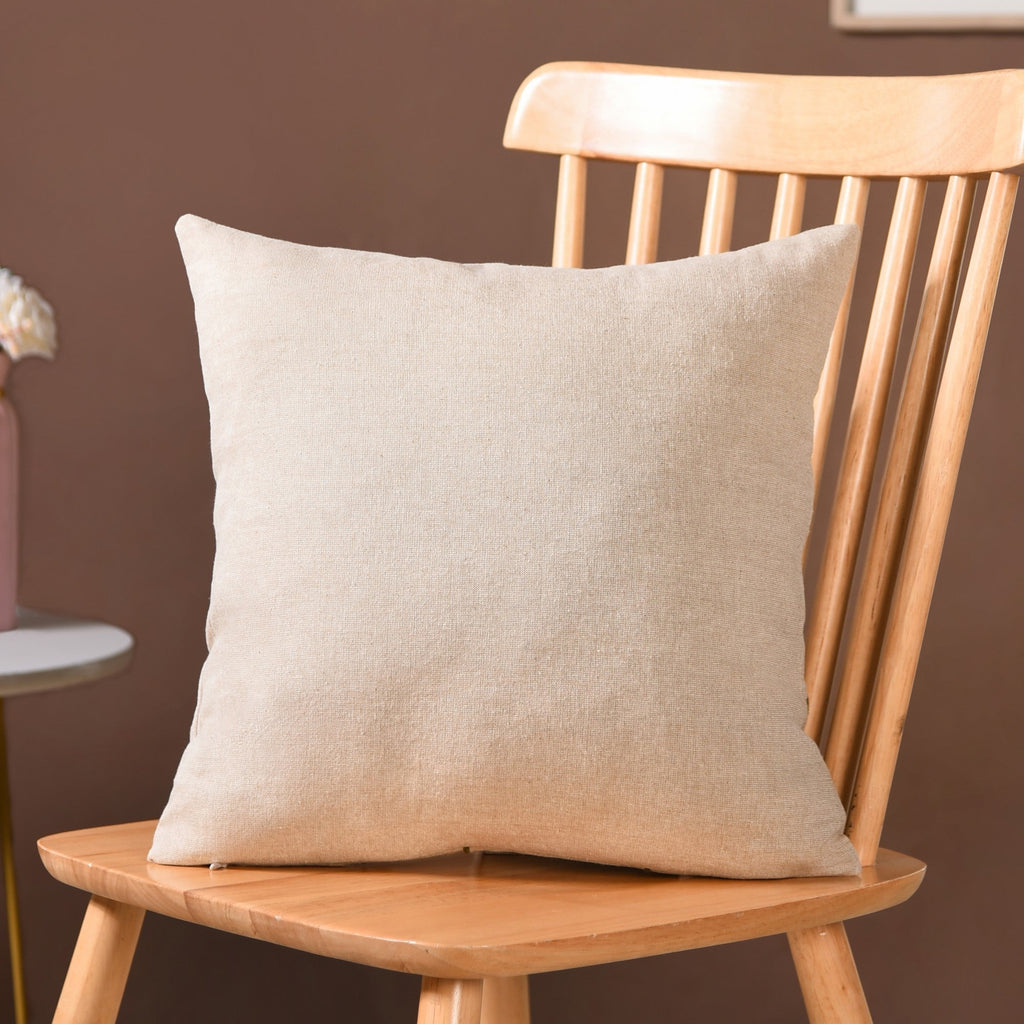 Beige Chambray Floral Couch Cushion Cover 40x40cm Nestasia