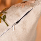 Beige Chambray Floral Couch Cushion Cover 40x40cm Nestasia