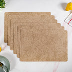 Beige Embossed Hibiscus Rectangular Placemats Set Of 6 Nestasia