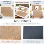 Beige Embossed Hibiscus Rectangular Placemats Set Of 6 Nestasia