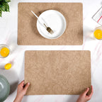 Beige Embossed Hibiscus Rectangular Placemats Set Of 6 Nestasia