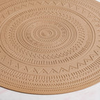 Beige Embossed Warli Design Round Table Mat Set Of 6 Nestasia