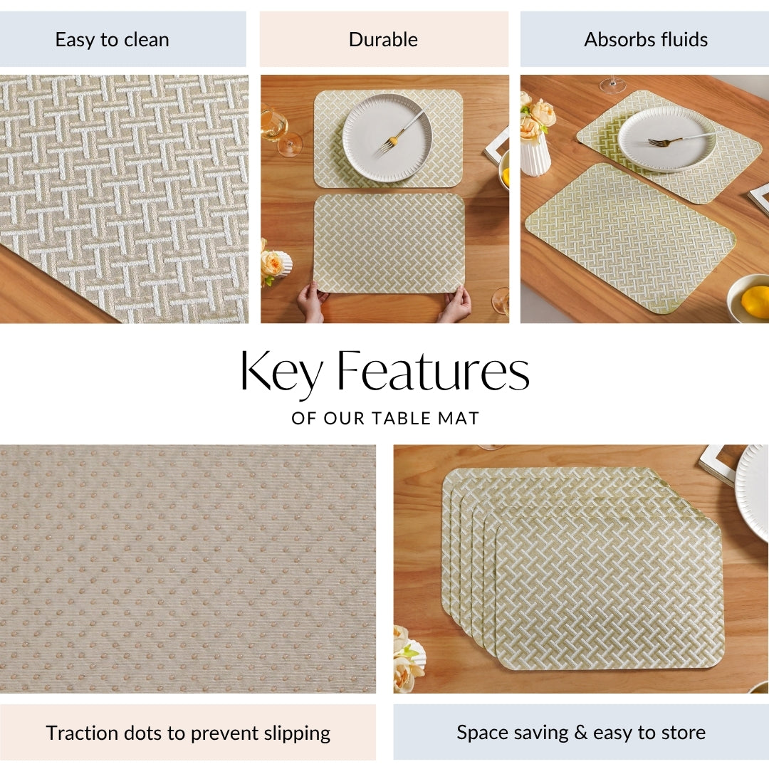 Beige Gold Chevron Tablemat Set Of 6 Nestasia