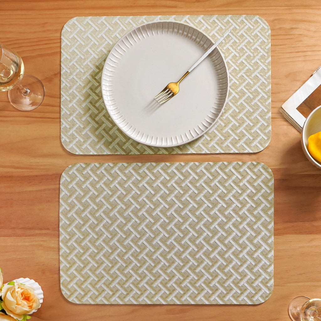 Beige Gold Chevron Tablemat Set Of 6 Nestasia