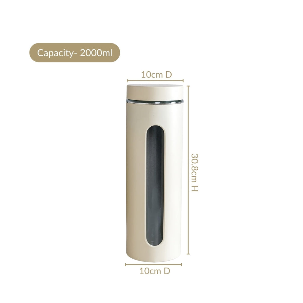 Beige Tall Kitchen Storage Canister Set Of 4 2000ml Nestasia