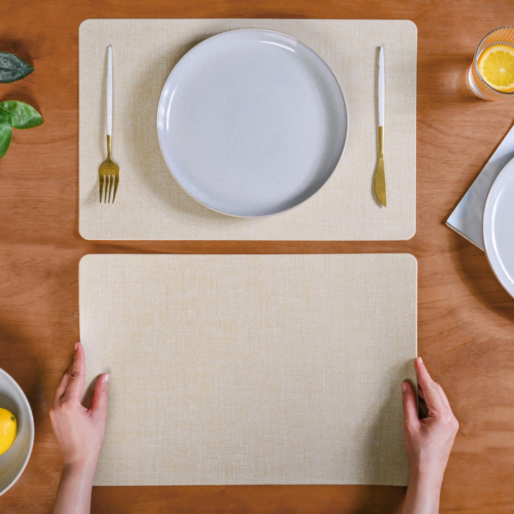 Rectangular Beige Dining Table Mat Set Of 6 Nestasia