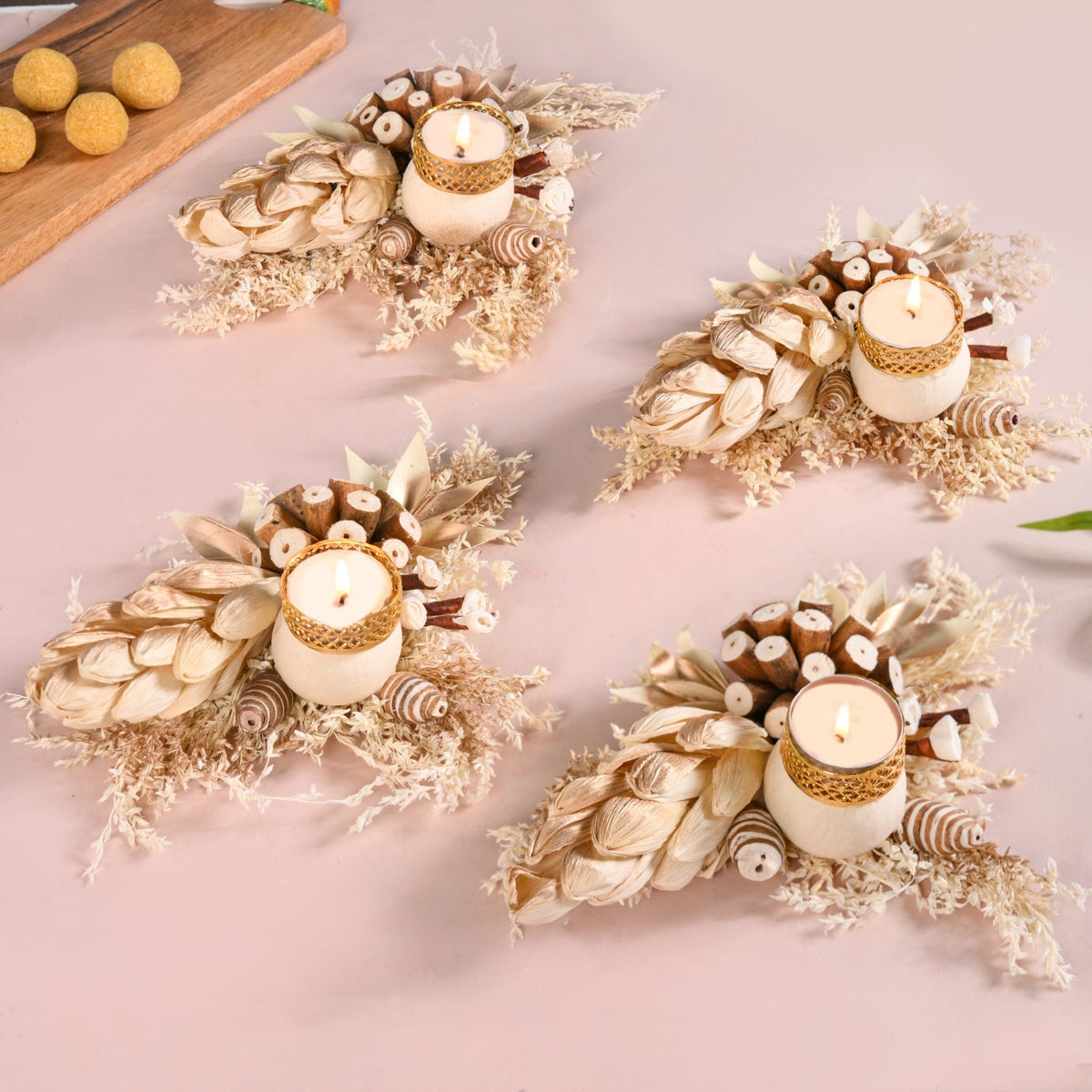 BioBloom Organic Tea Light Candle Holder Set Of 4 Nestasia