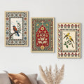 Birds Floral Madhubani Art Paintings, Painting For Wall Living Room, Set of 3 AXIII-39-MDB ArtX