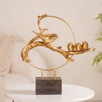 Bird Family Sculpture Showpiece Gold Nestasia