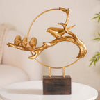 Bird Family Sculpture Showpiece Gold Nestasia