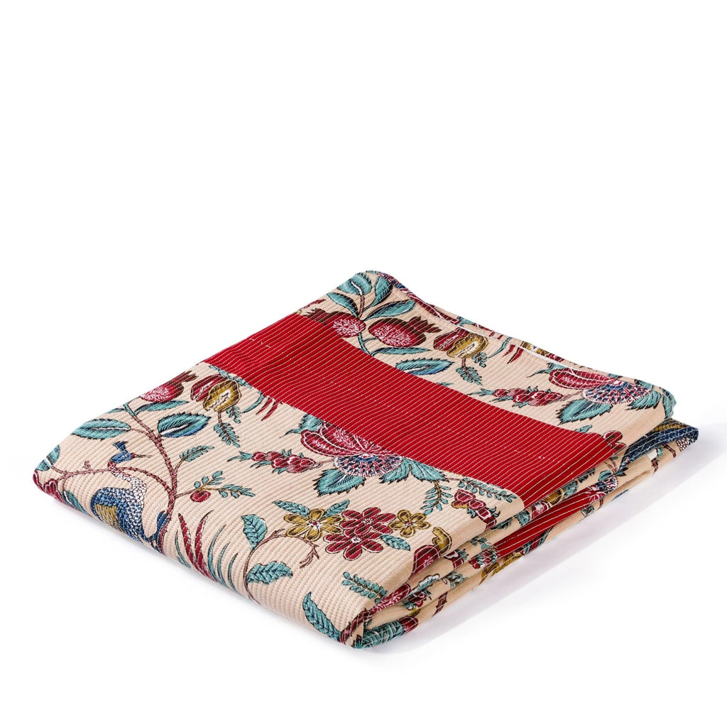 Birdsong Symphony Quilted Bedcover Peach 254x216cm Nestasia