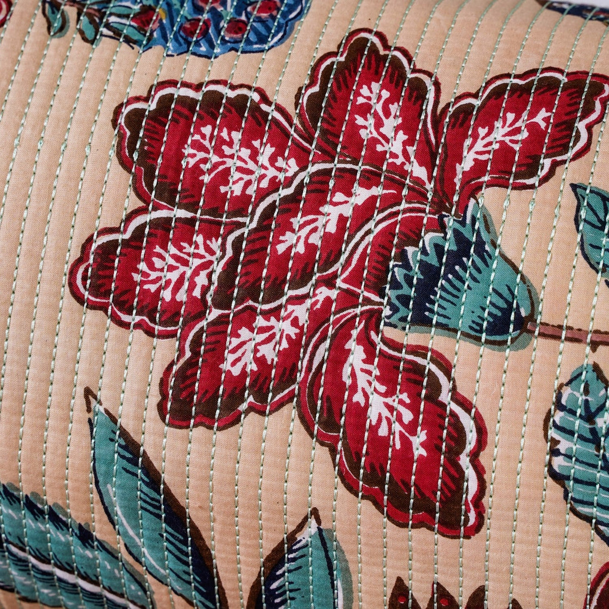 Birdsong Symphony Quilted Bedcover Peach 254x216cm Nestasia