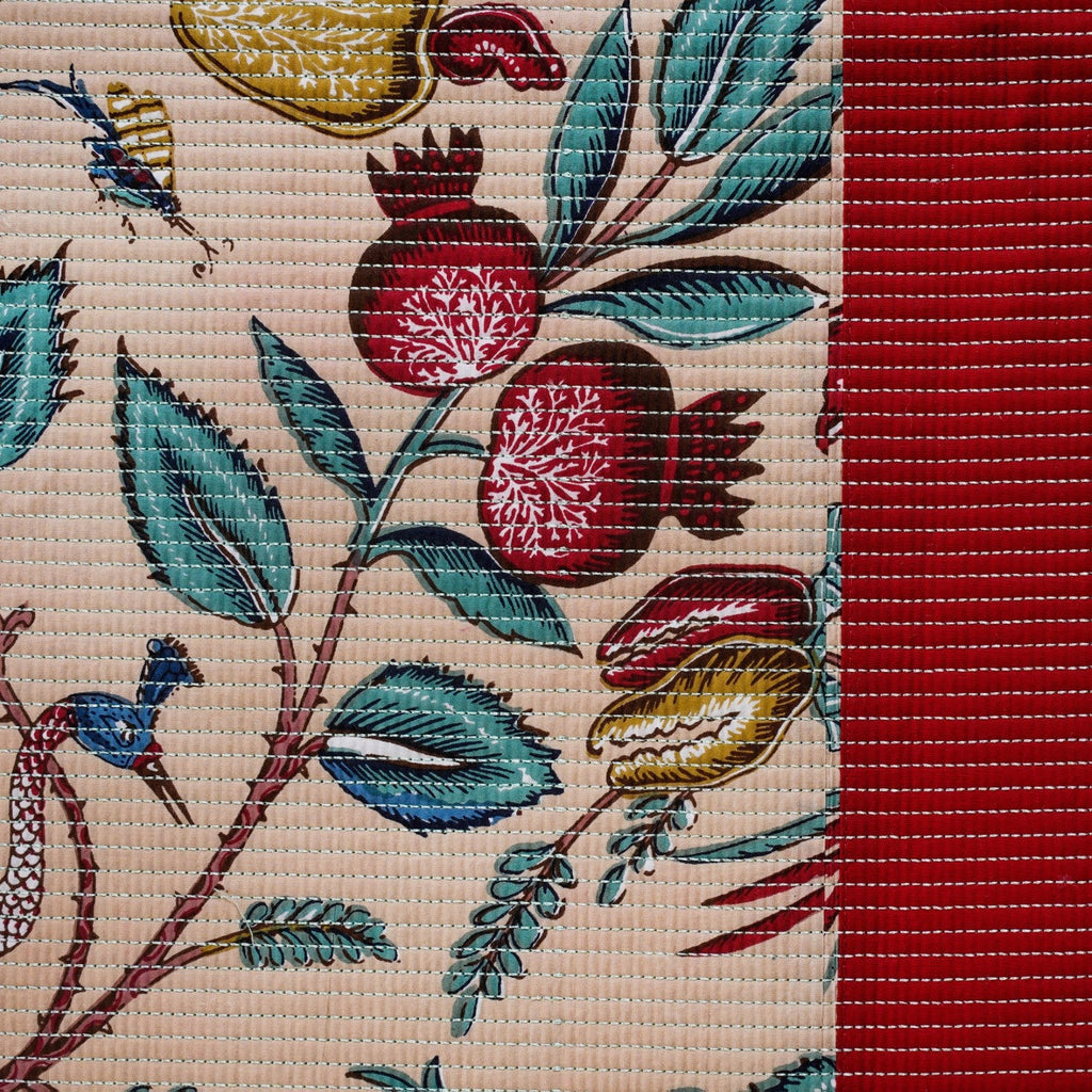 Birdsong Symphony Quilted Bedcover Peach 254x216cm Nestasia